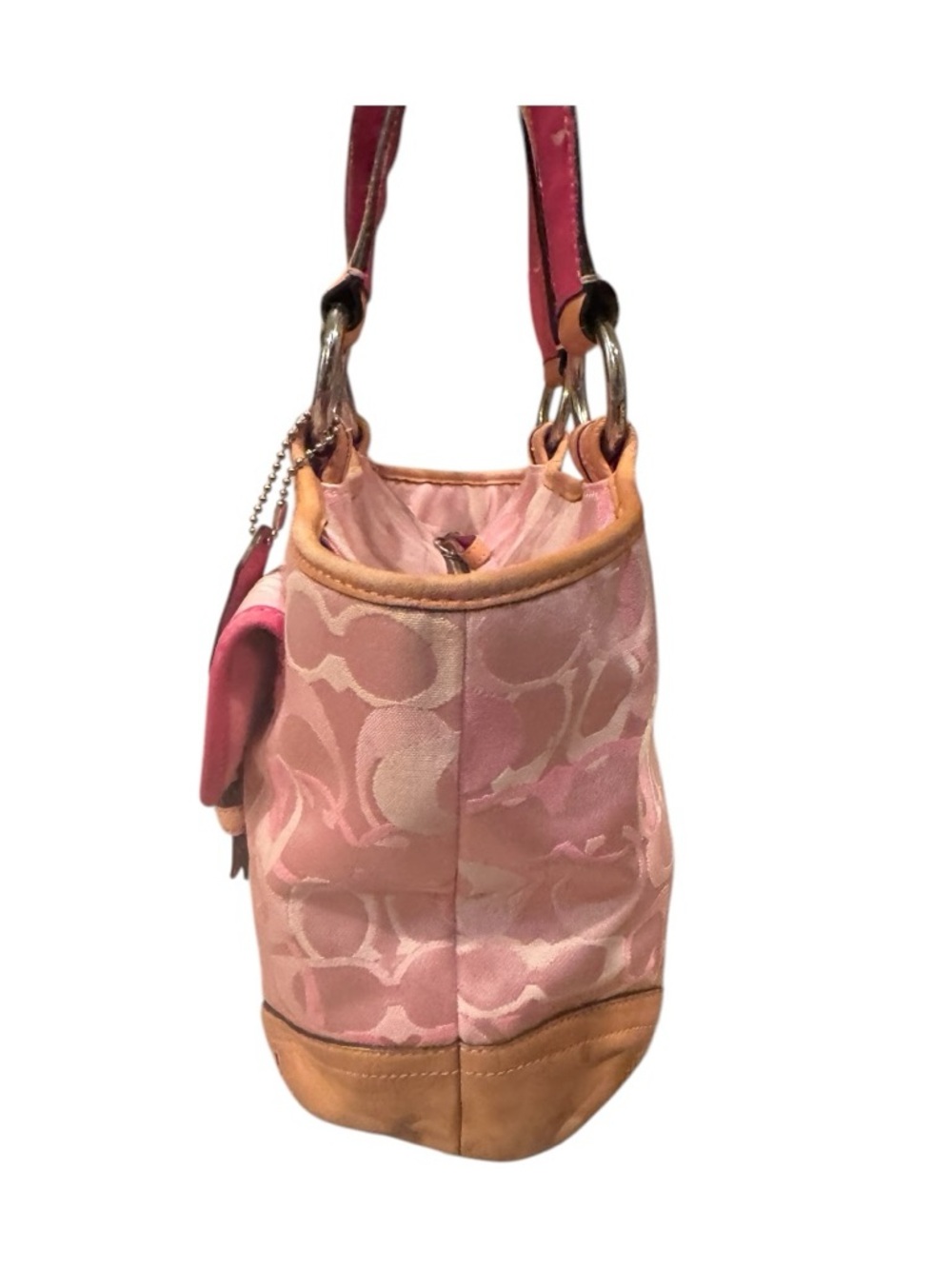 Vintage Coach Pink Soho Signature Optic Monogram Jacquard Buckle Shoulder Bag - Picture 3 of 12